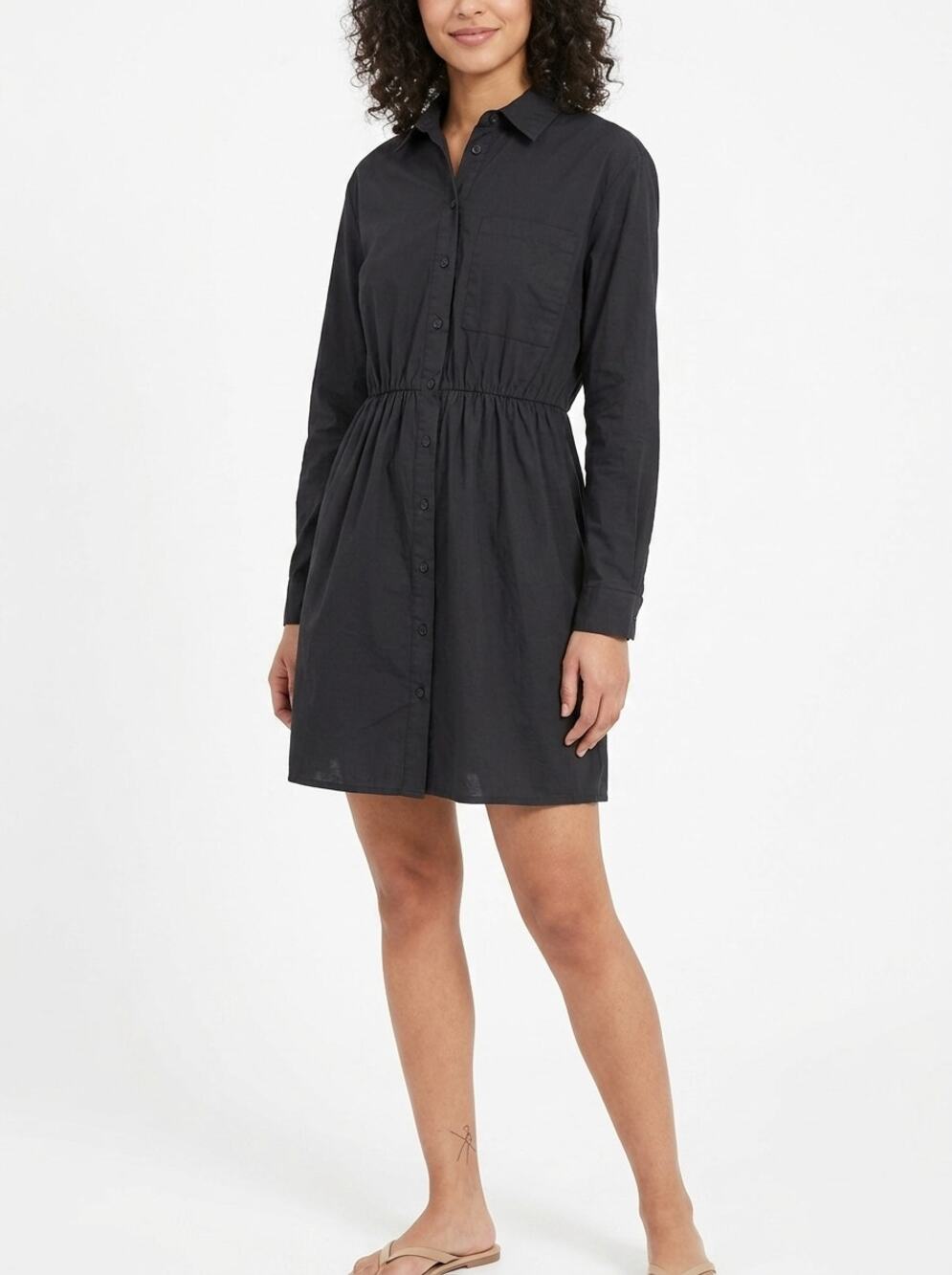 Stradivarius Gray Collared Mini Shirt Dress Lightweight Women Size L